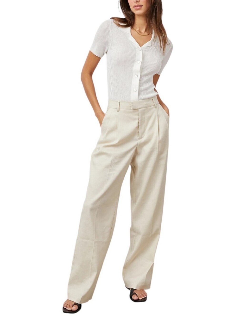 Rails Marnie Pant Wide Leg Linen Blend Sand Women's 6